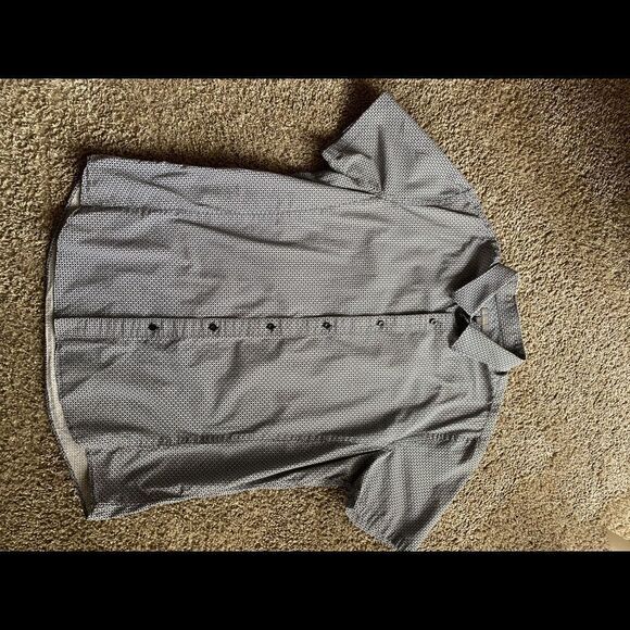 💼Mens Casual Short Sleeve Shirt by Calibrate. Geometric Pattern, Blue. XL - Picture 2 of 6